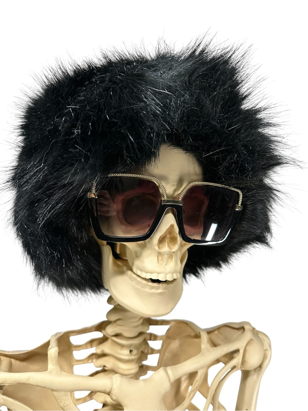 Black Faux Fur Bucket Hat / Goth Whimsigoth Emo Festival Winter